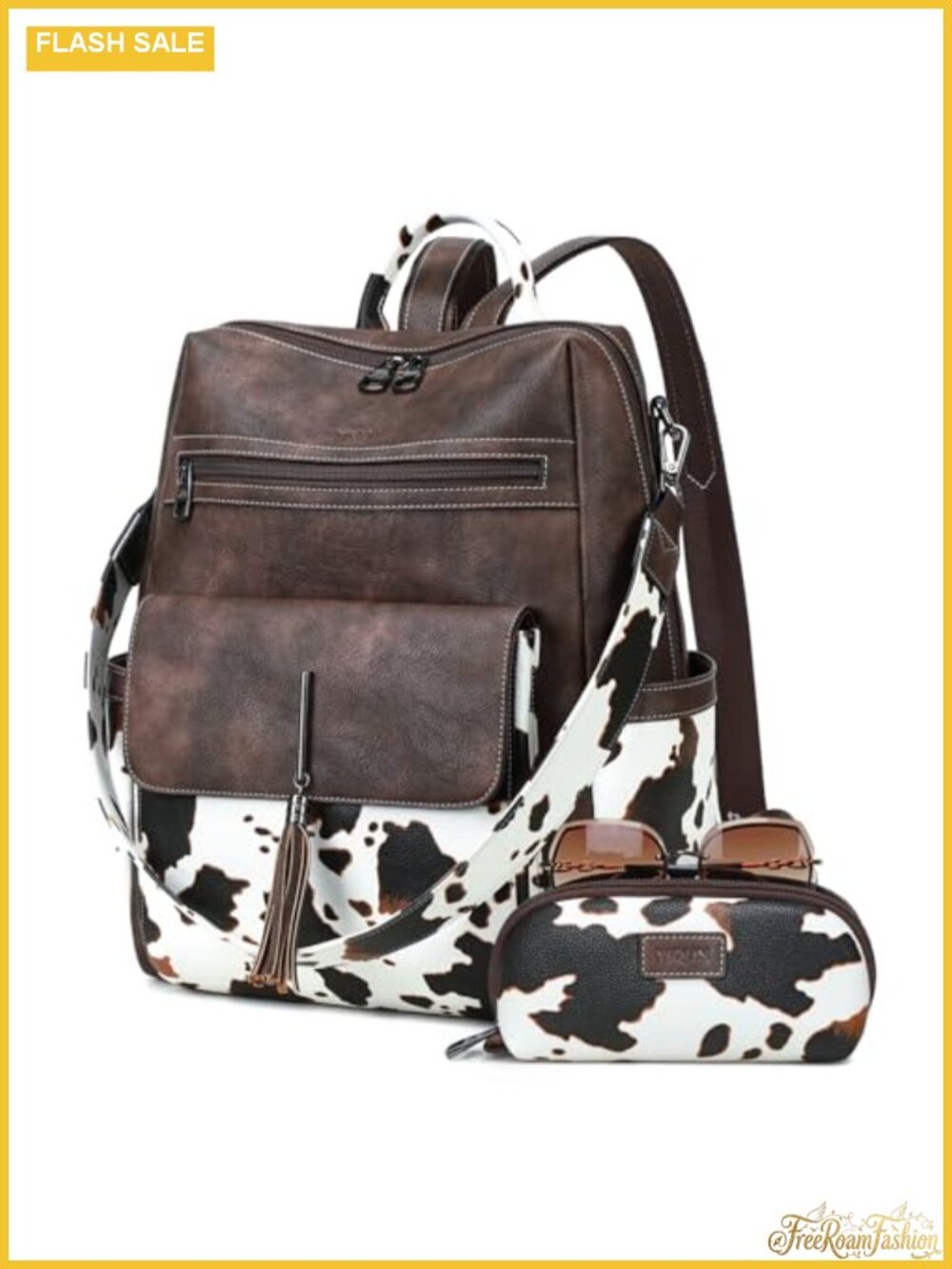 PU Leather Women's Backpack Purse with Tassel, Large Capacity Travel Daypack